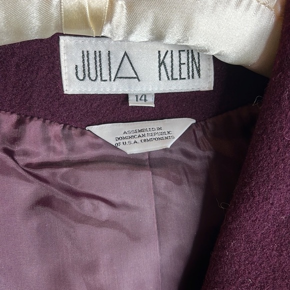 𝅺Vintage Julia Klein Purple Long Duster Wool Coat Winter Jacket Size 14 - Picture 2 of 4